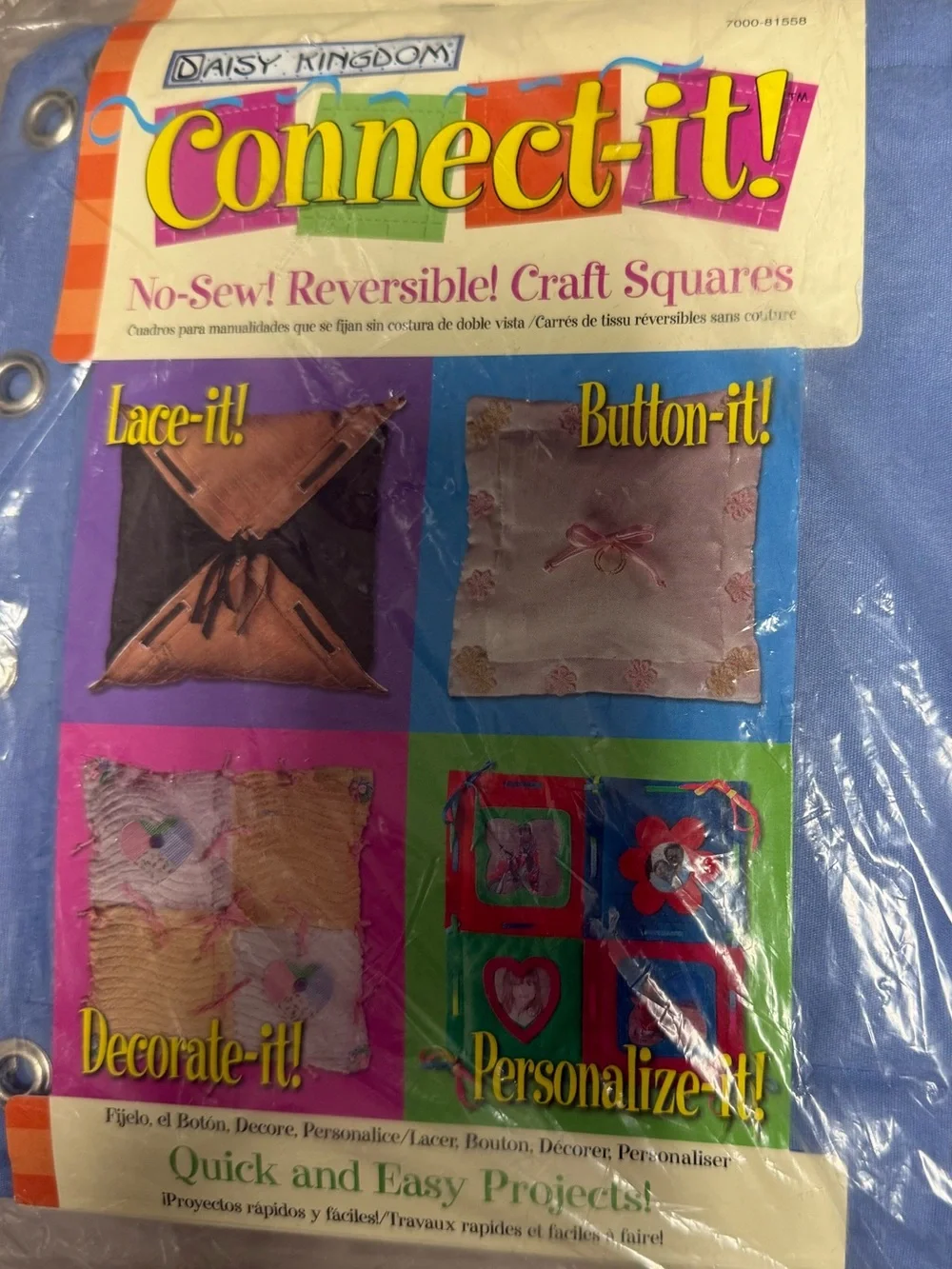 VTG Daisy Kingdom Connect-It No Sew Craft Squares Lot of 3 Packs Blue 7000-81558